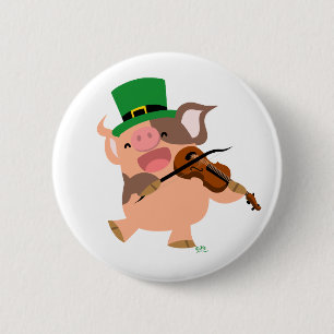 St Patrick Tagesviolinistschwein-Knopf-Abzeichen Button