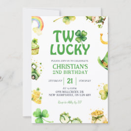 St Patrick Two Lucky Birthday Invitation Einladung