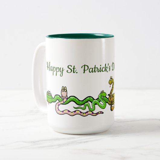 St Patrick und Snakes Funny Mug Zweifarbige Tasse (Vorderseite Links)