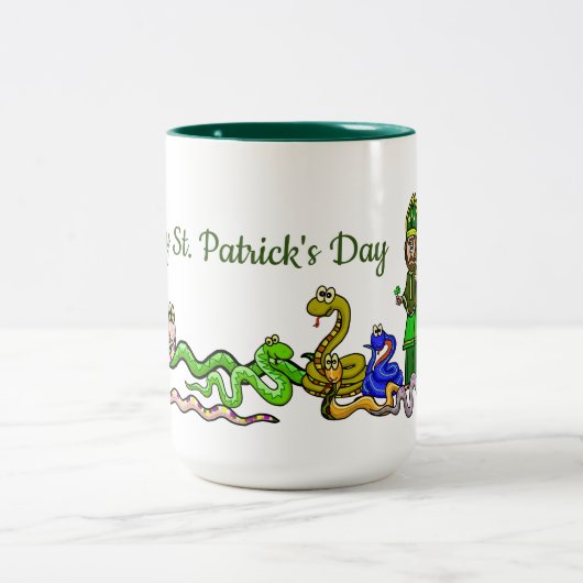 St Patrick und Snakes Funny Mug Zweifarbige Tasse (Mittel)