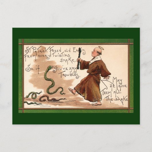 St. Patrick vertreibt Schlangen Postkarte (Vorderseite)