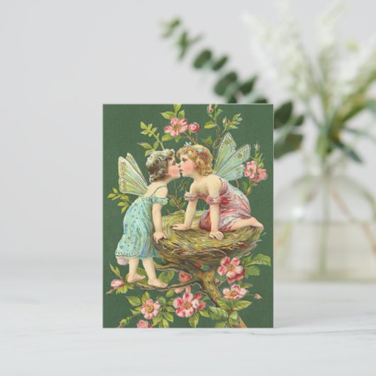 St. Patrick Vintag Fairies Postkarte (Stehend Vorderseite)