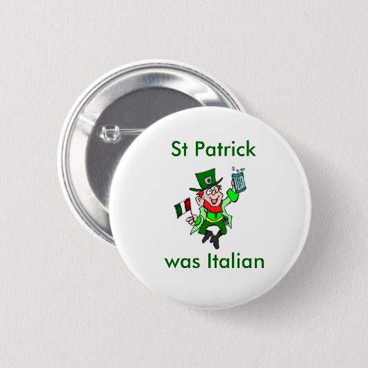 St Patrick war italienisch Button (Vorne & Hinten)