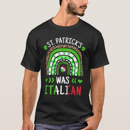 St Patrick war italienischer Leopard Print Rainbow T-Shirt (Vorderseite)