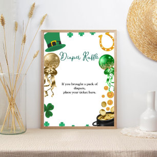St Patrick Watercolor Baby Duschdiaper Tombola Poster