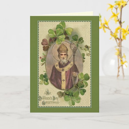 St PatrickBishop Shamrocks Prayer Irish Karte (Gelbe Blume)
