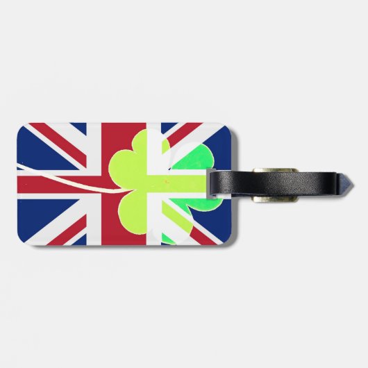 St- PatrickKleeblatt-Klee-BRITISCHE Flagge Irland Gepäckanhänger (Rückseite horizontal)