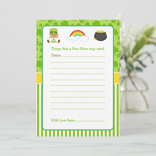 St Patricks African American Baby Boy Advice List Einladung (Stehend Vorderseite)