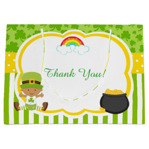 St Patricks African American Boy Baby Shower Große Geschenktüte