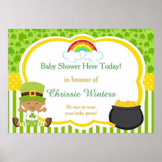St Patricks African American Boy Baby Shower Poster (Vorne)