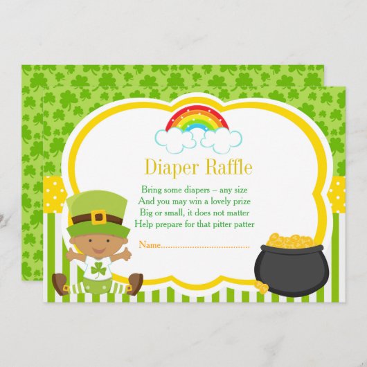 St Patricks African American Boy Diaper Raffle Einladung (Vorne/Hinten)