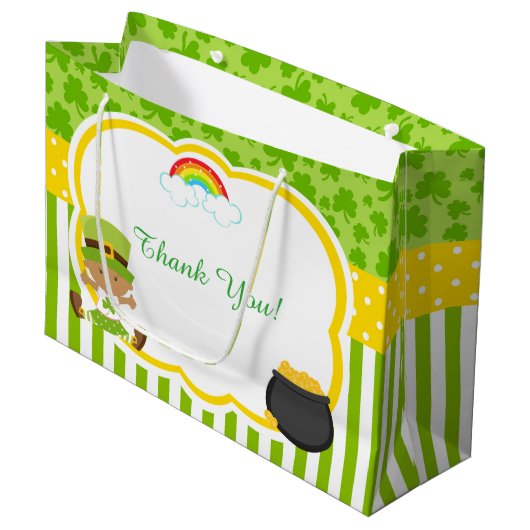 St Patricks African American Girl Baby Shower Große Geschenktüte (Vorderseite Schrägansicht)