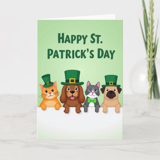 St Patricks Animal Friends Holiday Card Karte (Vorderseite)