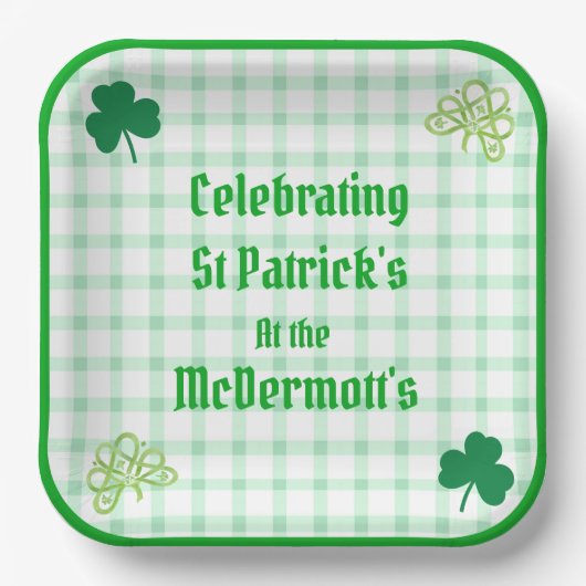 St Patricks Aquarell Grün Kleeblätter Pappteller (Vorderseite)