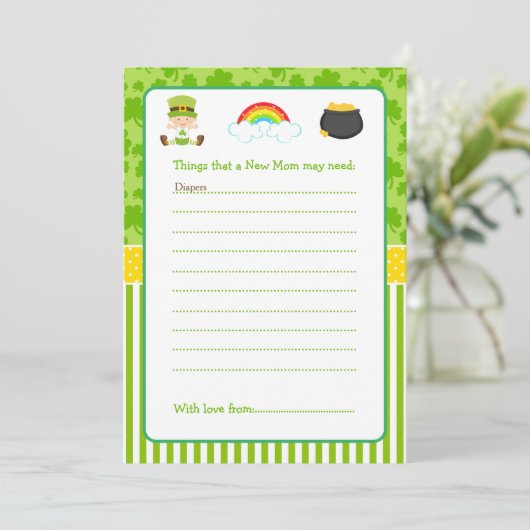 St Patricks Baby Boy Advice List Einladung (Stehend Vorderseite)