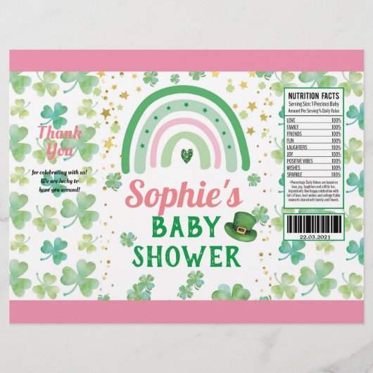 St Patrick's Baby Girl Shower Chip Bag Wrapper Flyer (Vorne)