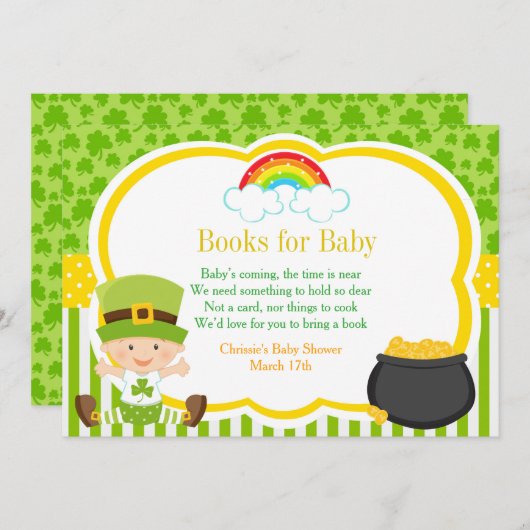 St Patricks Baby Shower Books for Baby Einladung (Vorne/Hinten)