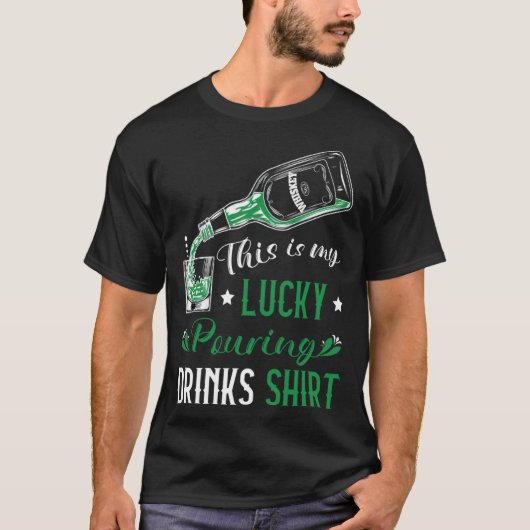 St Patricks Barkeeper Lucky Pouring Drinks Bartend T-Shirt (Vorderseite)
