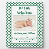 St. Patrick's Birth Announcement Baby Boy Foto Fotoplatte (Vorderseite)