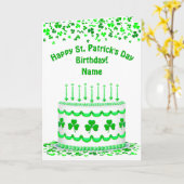 St Patrick's Birthday Cake Custom Candles Greeting Karte (Gelbe Blume)