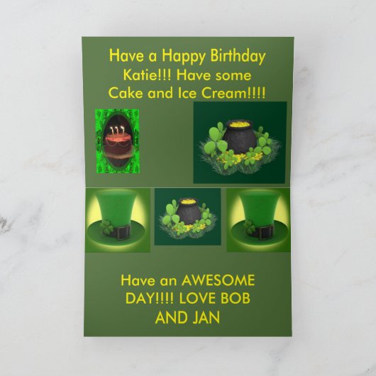 St Patrick's Birthday Card Karte (Innenseite)