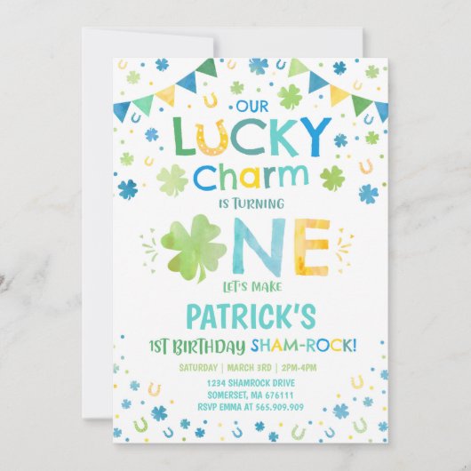 St. Patrick's Birthday Einladung Lucky Charm (Vorderseite)