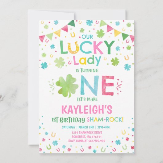 St. Patrick's Birthday Einladung Lucky Lady Party (Vorderseite)