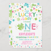 St. Patrick's Birthday Einladung Lucky Lady Party (Vorne/Hinten)