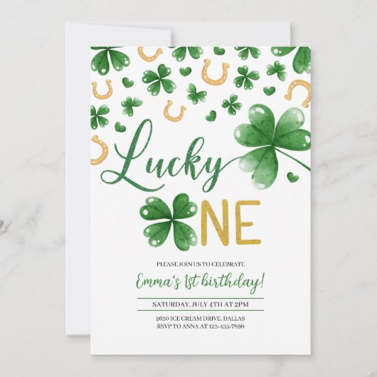St. Patrick's Birthday Einladung Lucky One Party (Vorderseite)