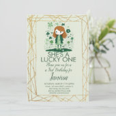 St. Patricks Birthday Girl Kleeblatt Glitzer Frame Einladung (Stehend Vorderseite)
