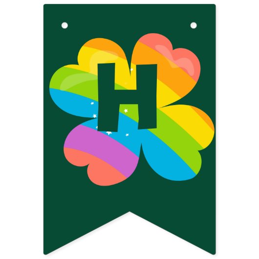 St. Patrick's Birthday Rainbow Clover Green Irish Wimpelkette (Zweite Fahne)