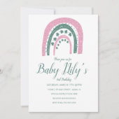 St. Patricks Birthday Rainbow Hand Drawn Pink Einladung (Vorderseite)