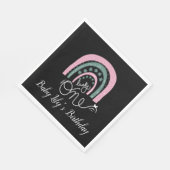 St. Patricks Birthday Rainbow Hand Drawn Pink Napk Serviette (Ecke)