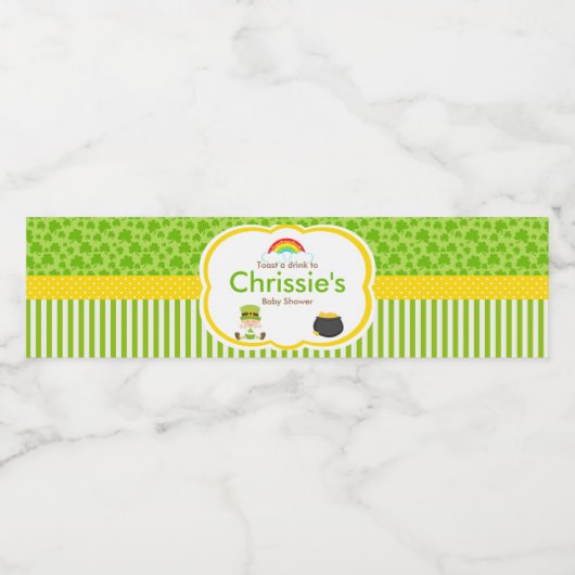 St Patricks Boy Baby Dusche Party Wasserflaschenetikett (Einzelnes Label)