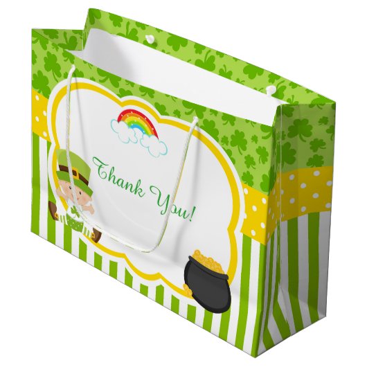 St Patricks Boy Baby Shower Große Geschenktüte (Vorderseite Schrägansicht)