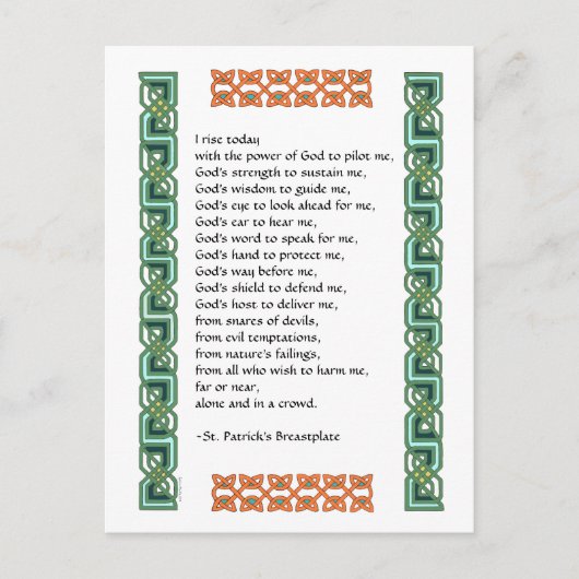 St. Patrick's Breastplate Gebet mit keltischen Kno Postkarte (Vorderseite)