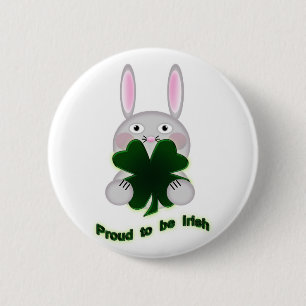 St. Patricks Bunny Proud zu irischem Kleeblatt Button