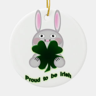 St. Patricks Bunny Proud zu irischem Kleeblatt Keramikornament