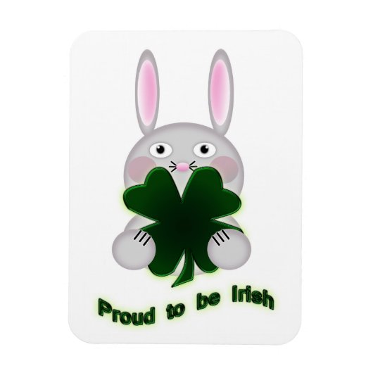 St. Patricks Bunny Proud zu irischem Kleeblatt Magnet (Vertikal)