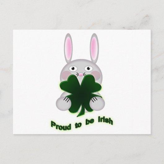 St. Patricks Bunny Proud zu irischem Kleeblatt Postkarte (Vorderseite)