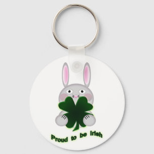 St. Patricks Bunny Proud zu irischem Kleeblatt Schlüsselanhänger