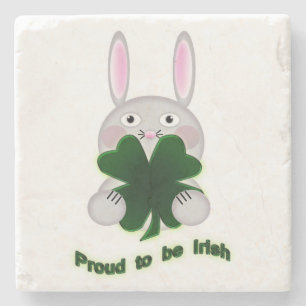 St. Patricks Bunny Proud zu irischem Kleeblatt Steinuntersetzer