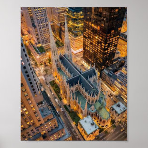 St. Patrick's Cathedral New York City Luftbild Poster