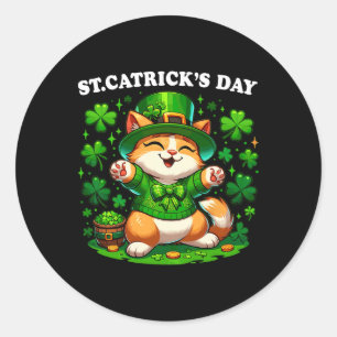 St Patricks Catricks Day Cats Saint Pattys Cat Lov Runder Aufkleber