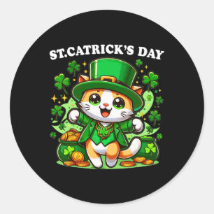 St Patricks Catricks Day Cats Saint Pattys Cat Lov Runder Aufkleber