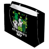 St Patricks Catricks Day Cats Saint Pattys Große Geschenktüte (Rückseite Schrägansicht)