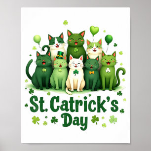 St Patricks Catricks Day Katzen Saint Pattys Fraue Poster