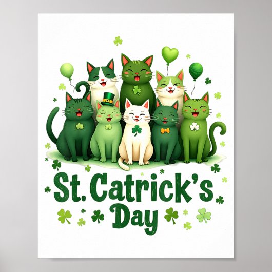 St Patricks Catricks Day Katzen Saint Pattys Fraue Poster (Vorne)