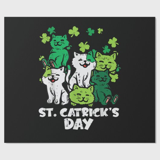 St Patricks Catricks Day Katzen Saint Pattys Geschenkpapier (Flach)
