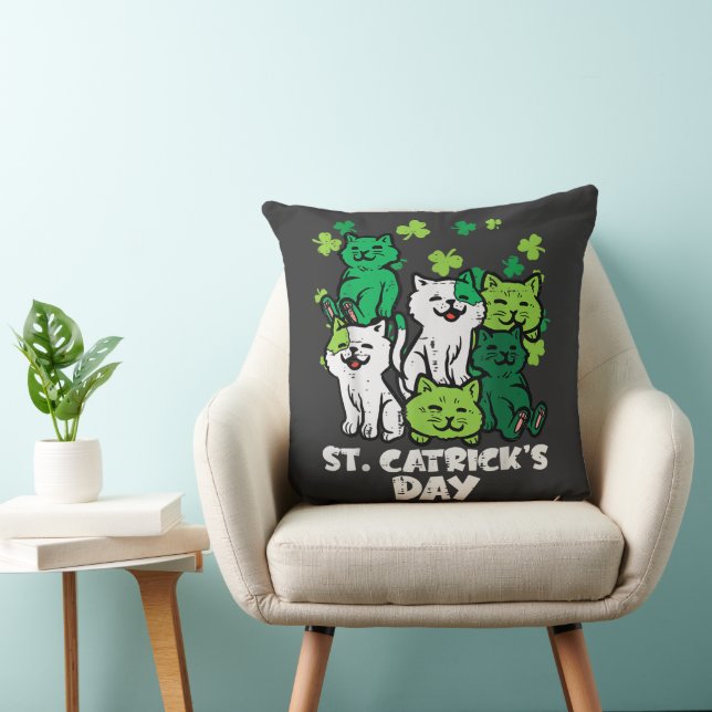 St Patricks Catricks Day Katzen Saint Pattys Kissen (Stuhl )